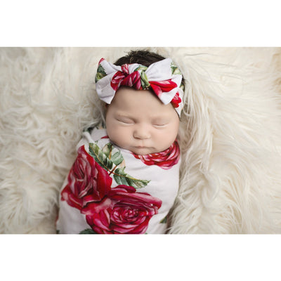 Bamboo Baby Swaddle Set - Dolce Red Rose - Swaddle - Posh Peanut - Afterpay - Zippay Carry Them Close