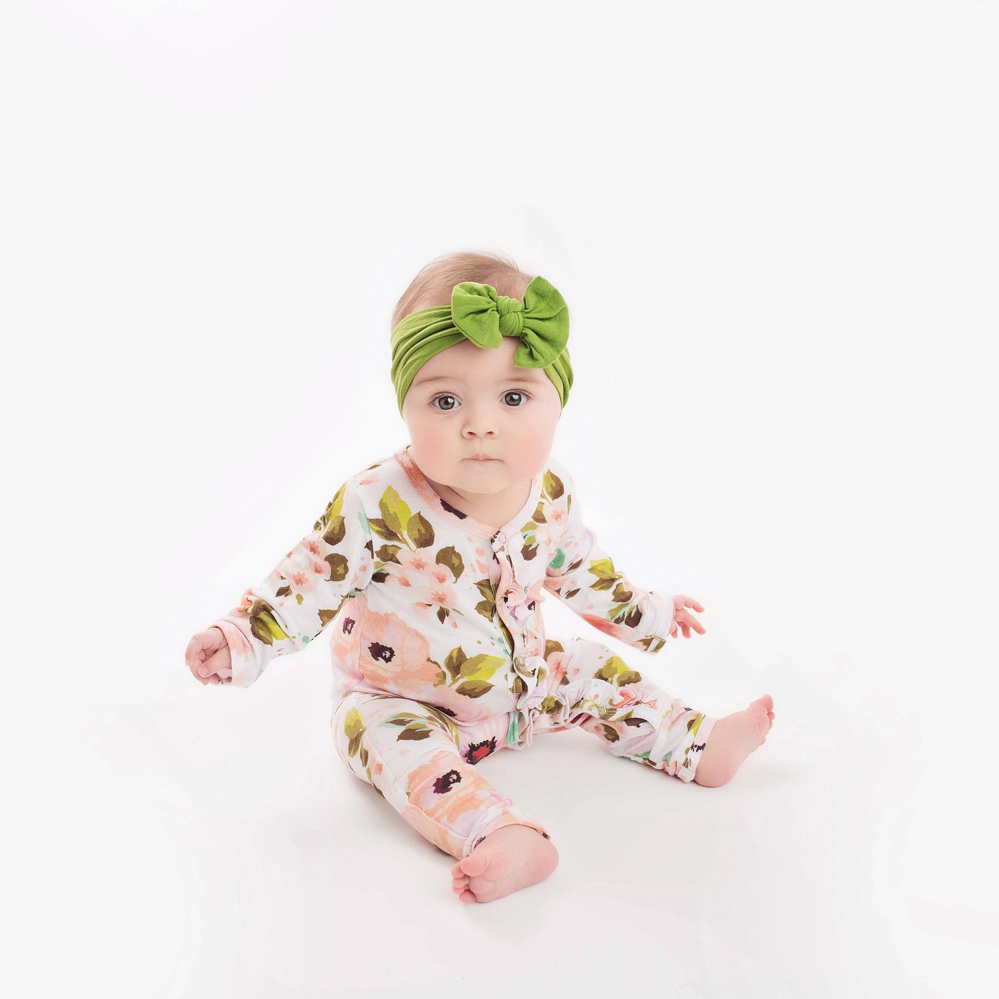 Posh Peanut Bamboo Romper - White Winter Peony