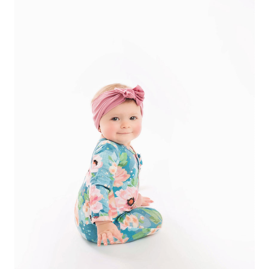 Posh Peanut Bamboo Romper - Blue Winter Peony **Pre-Washed**