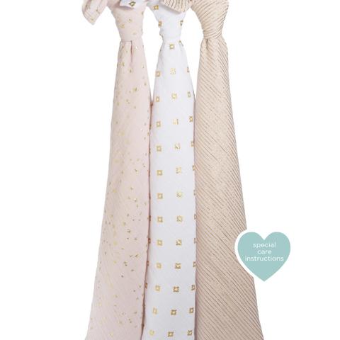Aden and Anais - Classic Swaddles Metallic Primrose (3 Pack)