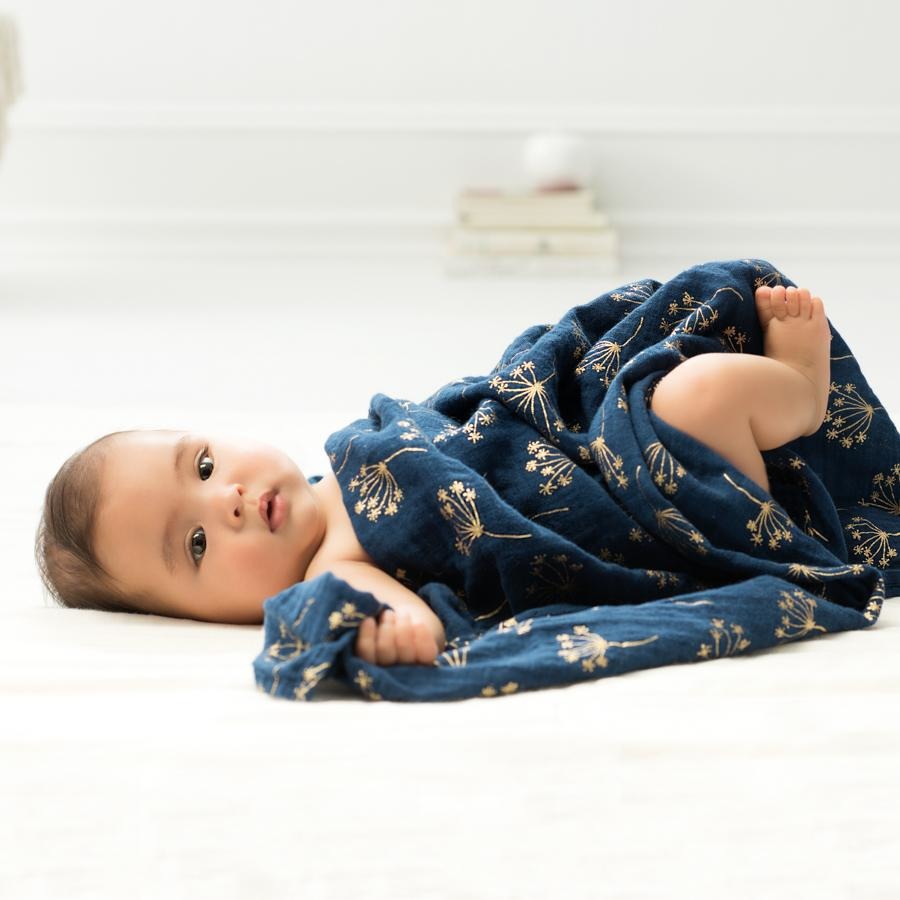 Aden and Anais - Classic Swaddles Metallic Gold Deco (3 Pack) - swaddle - Aden and Anais - Afterpay - Zippay Carry Them Close