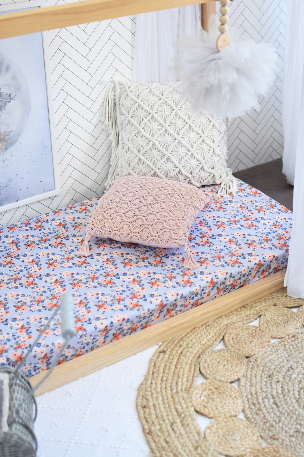 Snuggle Hunny Kids - Fitted Cot Sheet - Vintage Blossom