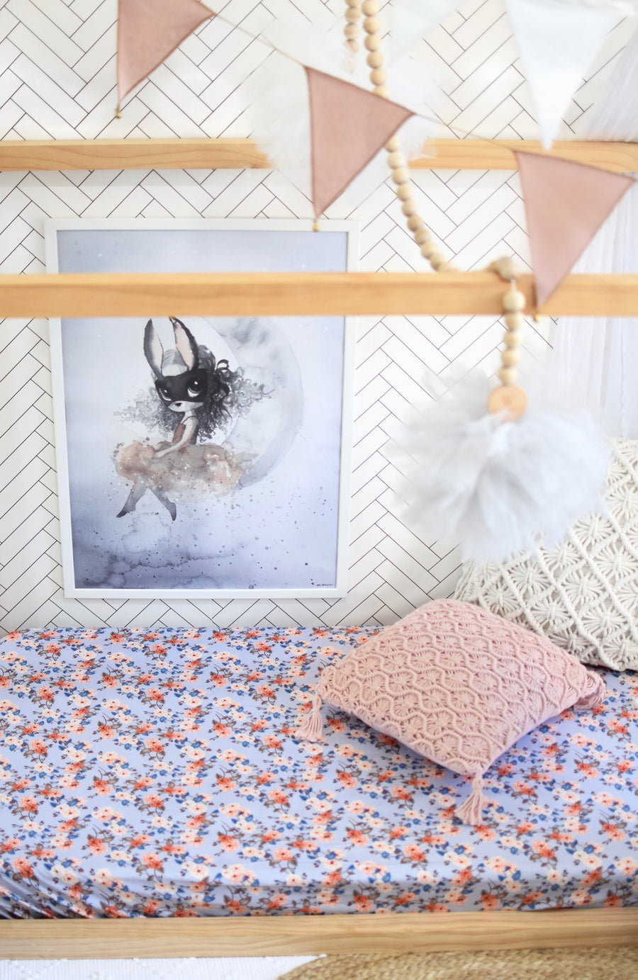 Snuggle Hunny Kids - Fitted Cot Sheet - Vintage Blossom