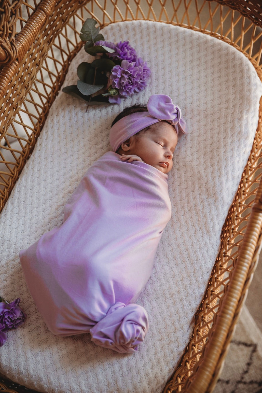 Snuggle Hunny Kids - Jersey Baby Wrap Swaddle & Topknot (Set) - Butterfly