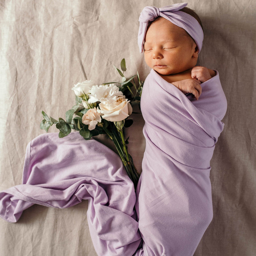 Snuggle Hunny Kids - Jersey Baby Wrap Swaddle & Topknot (Set) - Butterfly