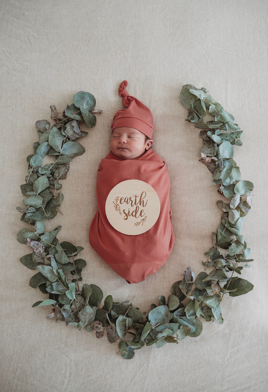 Snuggle Hunny Kids - Jersey Baby Wrap Swaddle & Beanie (Set) - Clay - Carry Them Close