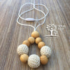 Crochet & Wood Tapered Drop Pendant - Teething Necklace - Nature Bubz - Afterpay - Zippay Carry Them Close