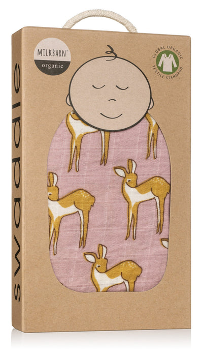 Milkbarn - Organic Muslin Baby Swaddle - Deer