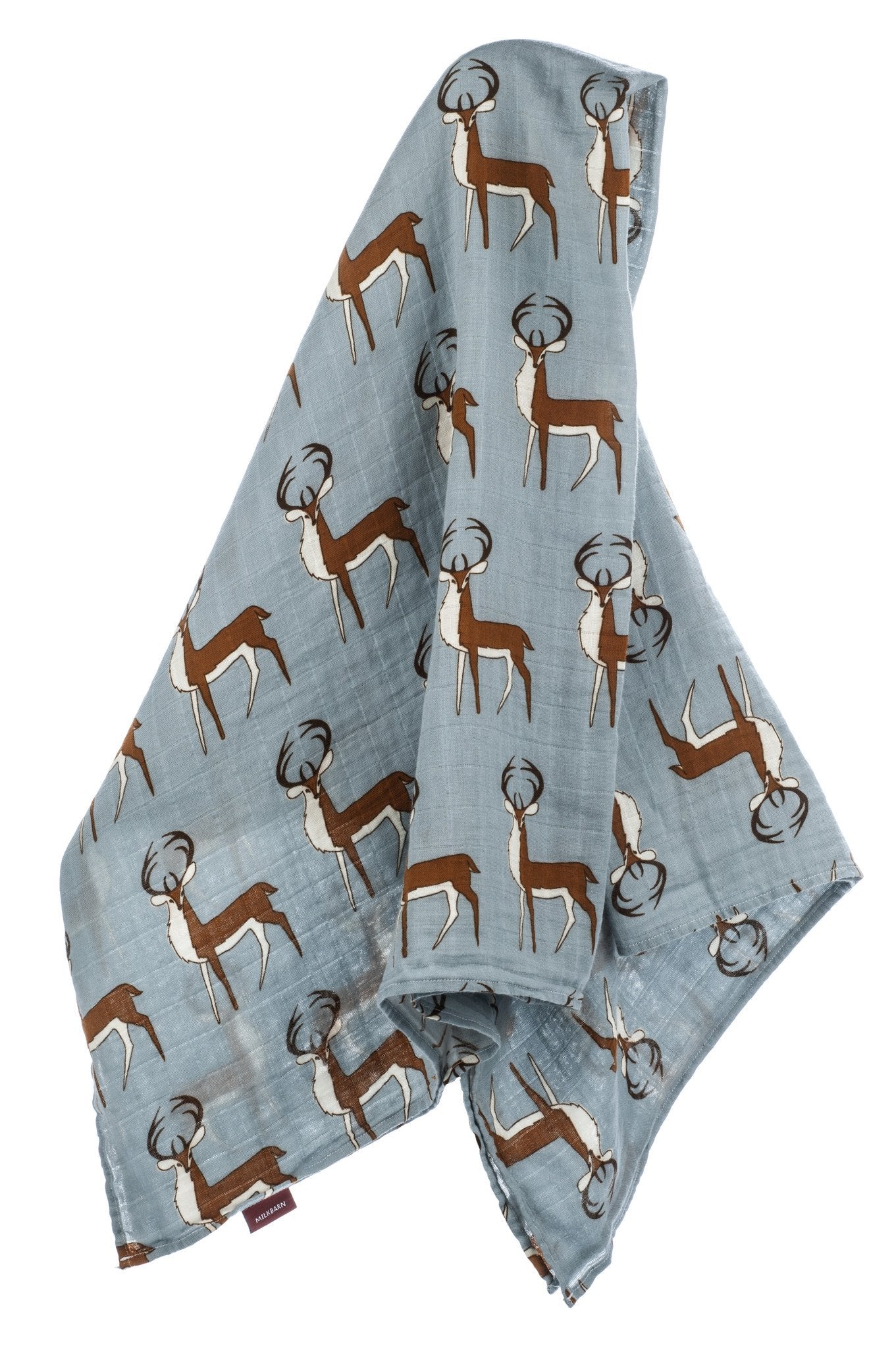 Milkbarn - Organic Muslin Baby Swaddle - Blue Buck