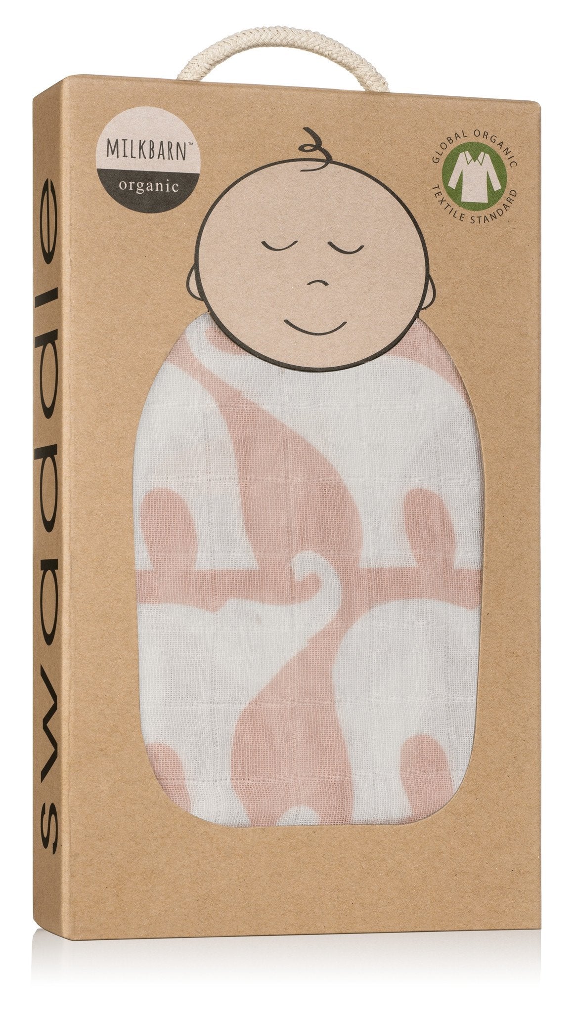 Milkbarn - Organic Muslin Baby Swaddle - Rose Elephant