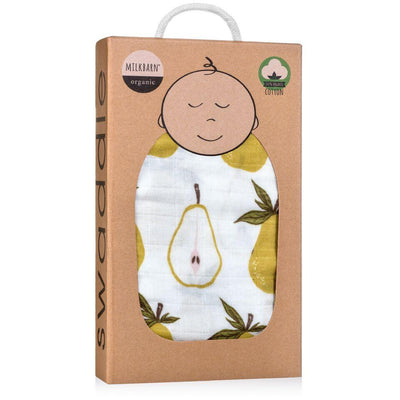 Milkbarn - Organic Muslin Baby Swaddle - Pear