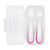 OXO TOT - Plastic Feeding Spoon & Fork Set in Case - Pink