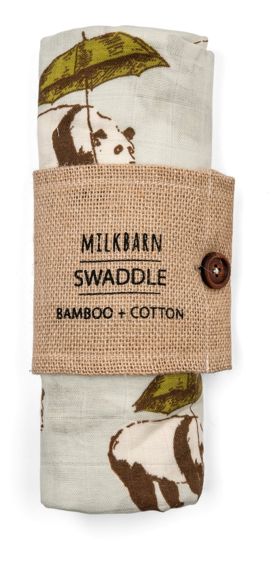 Milkbarn - Bamboo Baby Swaddle - Blue Green Panda
