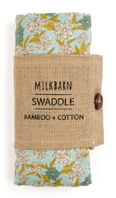 Milkbarn - Bamboo Baby Swaddle - Blue Floral
