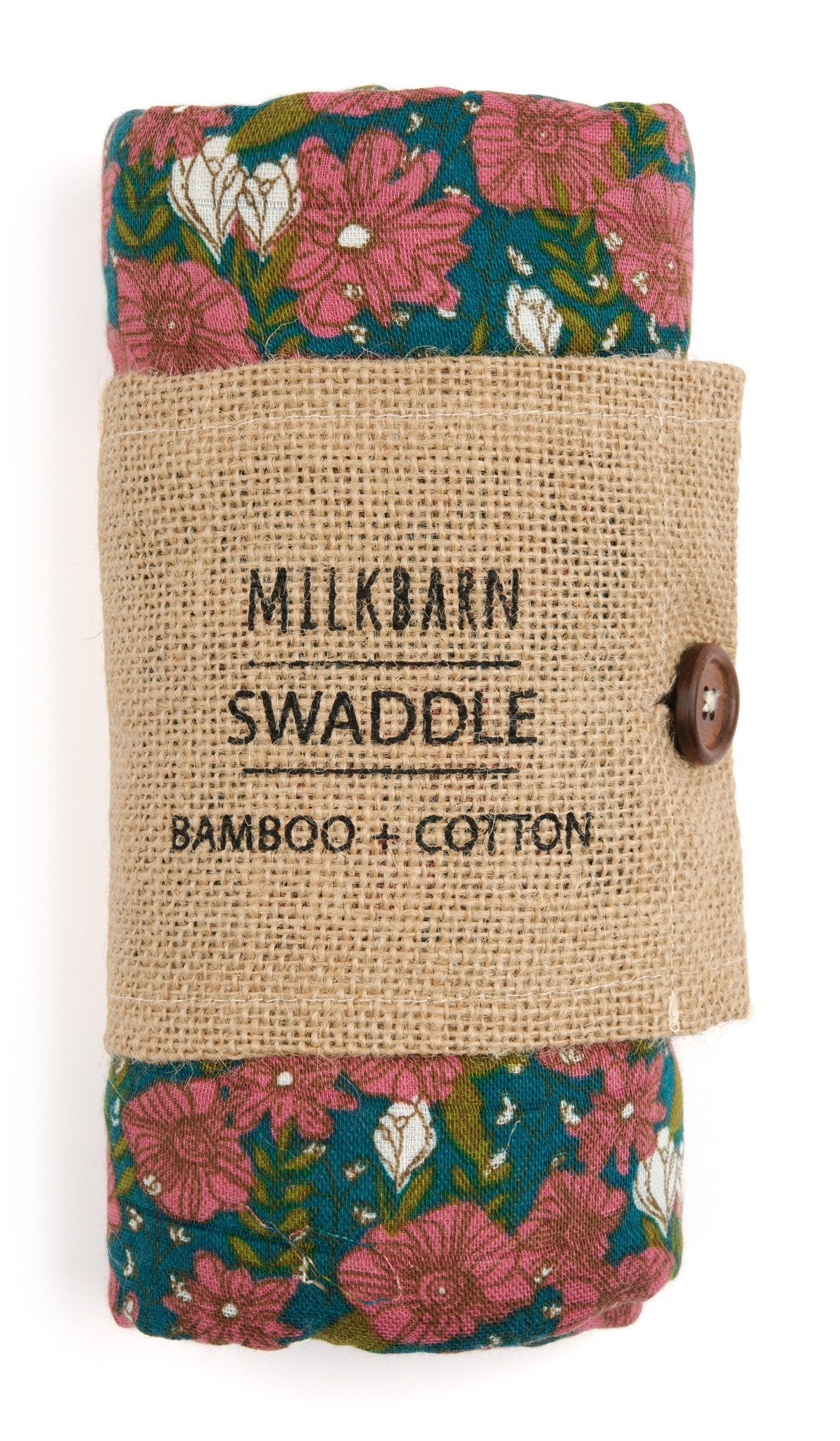 Milkbarn - Bamboo Baby Swaddle - Teal Floral