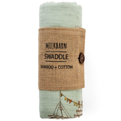 Milkbarn - Bamboo Baby Swaddle - Blue Ships