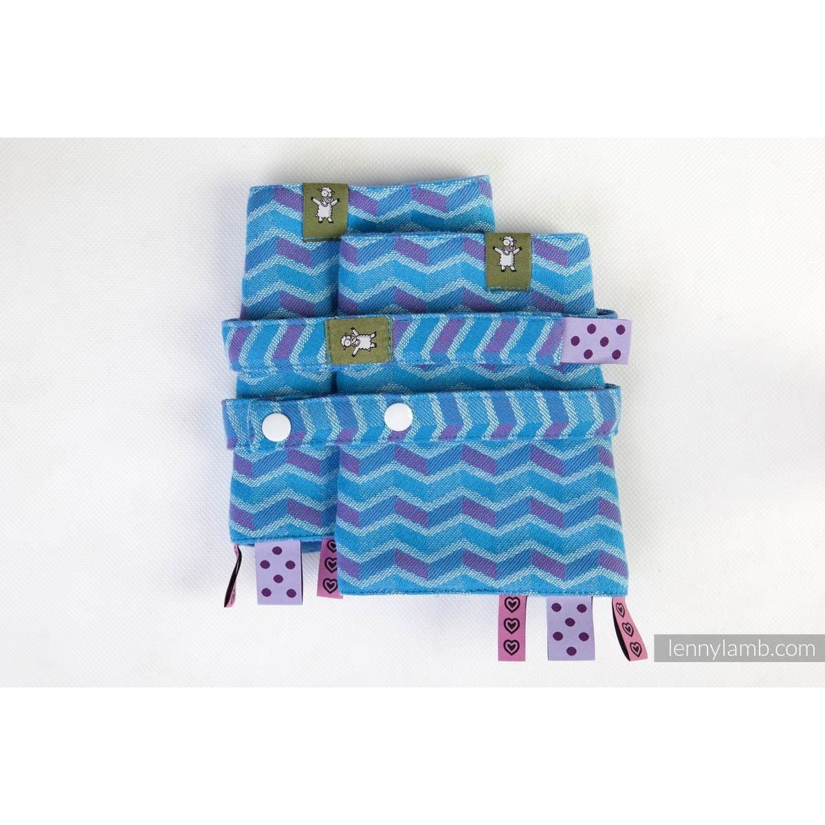 Lenny Lamb - Suck Pads and Reach Strap Set - Zig Zag Turquoise & Pink, , Carrier Accessories, Lenny Lamb, Carry Them Close - 4