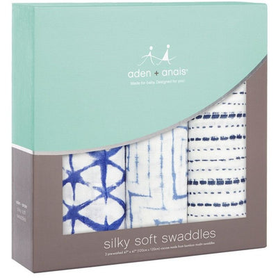 Aden and Anais - Bamboo Silky Soft Swaddles (Indigo Shibori - 3 Pack) - swaddle - Aden and Anais - Afterpay - Zippay Carry Them Close