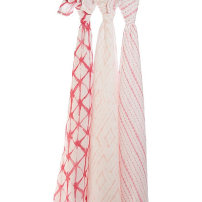 Aden and Anais - Bamboo Silky Soft Swaddles (Berry Shibori - 3 Pack) - swaddle - Aden and Anais - Afterpay - Zippay Carry Them Close