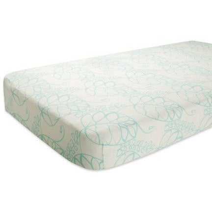 Aden and Anais - Cot Sheet - Bamboo Azure Leafy - nursery - Aden and Anais - Afterpay - Zippay Carry Them Close