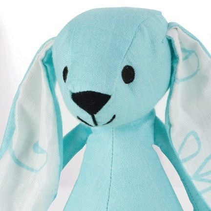 Aden and Anais - Musy Mate Mini Bamboo - Azure Solid Aqua (Bunny) - Toys - Aden and Anais - Afterpay - Zippay Carry Them Close