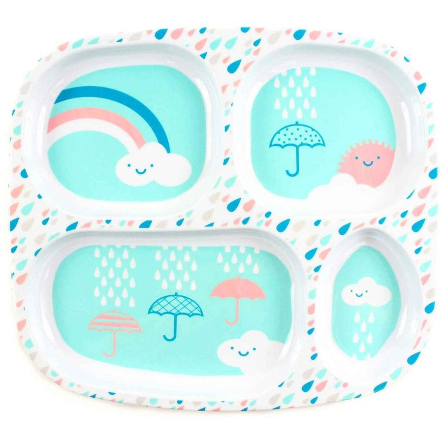 Bumkins - Melamine Divided Plate - Raindrops