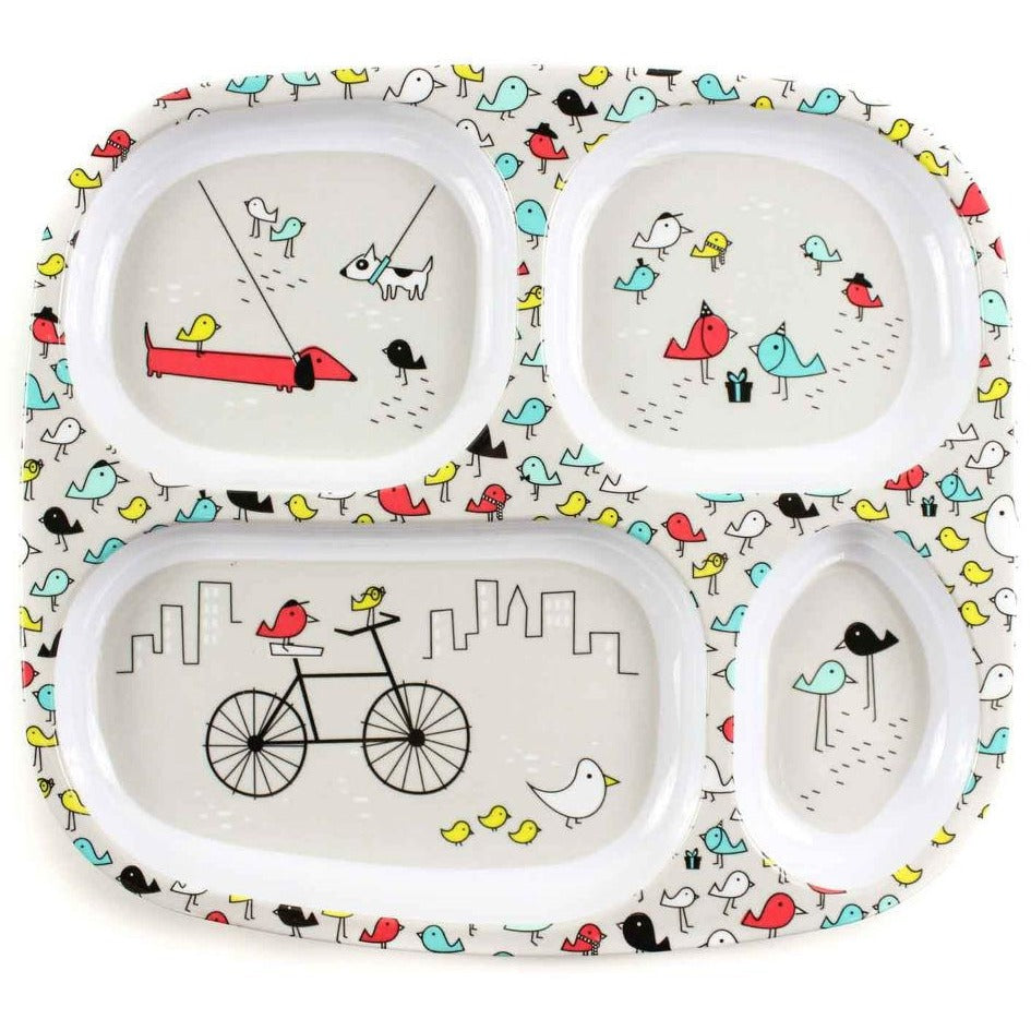 Bumkins - Melamine Divided Plate - Urban Bird
