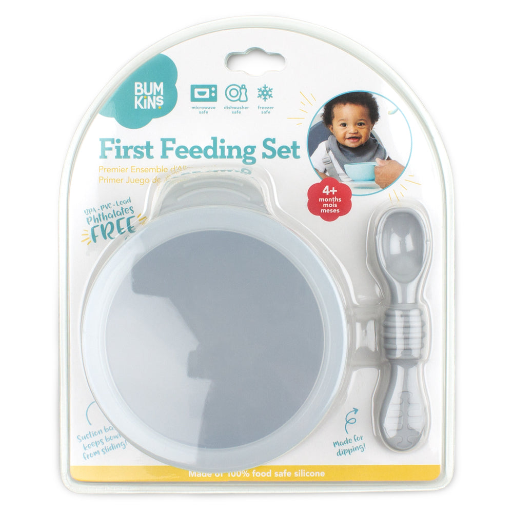 Bumkins - Silicone Grip First Foods Bowl Set - Grey