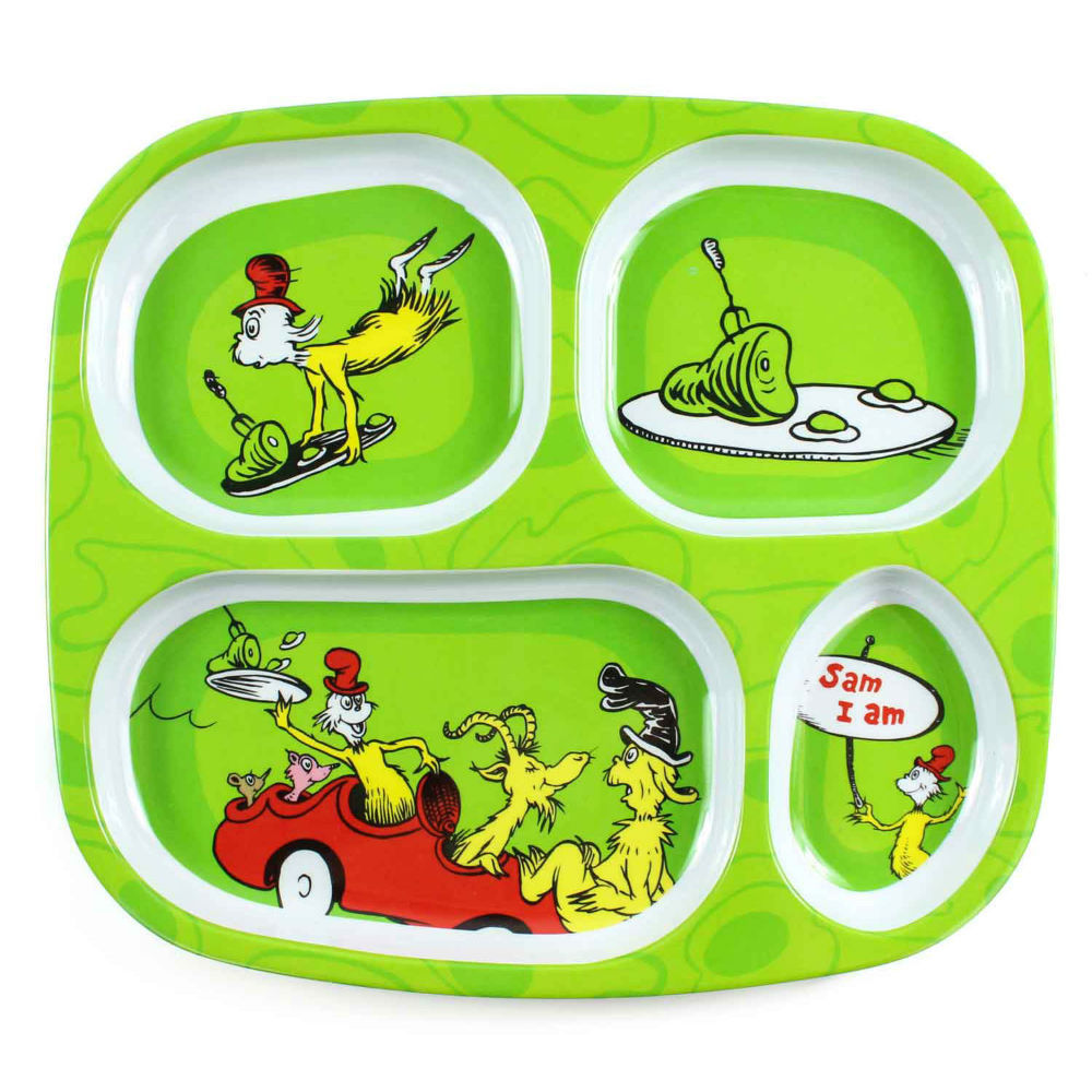 Bumkins - Melamine Divided Plate - Dr Seuss Plate Eggs