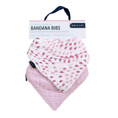 Bebe Au Lait - Muslin Bandana Bibs (2pk) - Rose Quartz & Petal