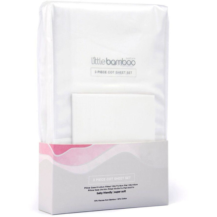 Little Bamboo - Cot Sheet Set White - Bedding - Little Bamboo - Afterpay - Zippay Carry Them Close
