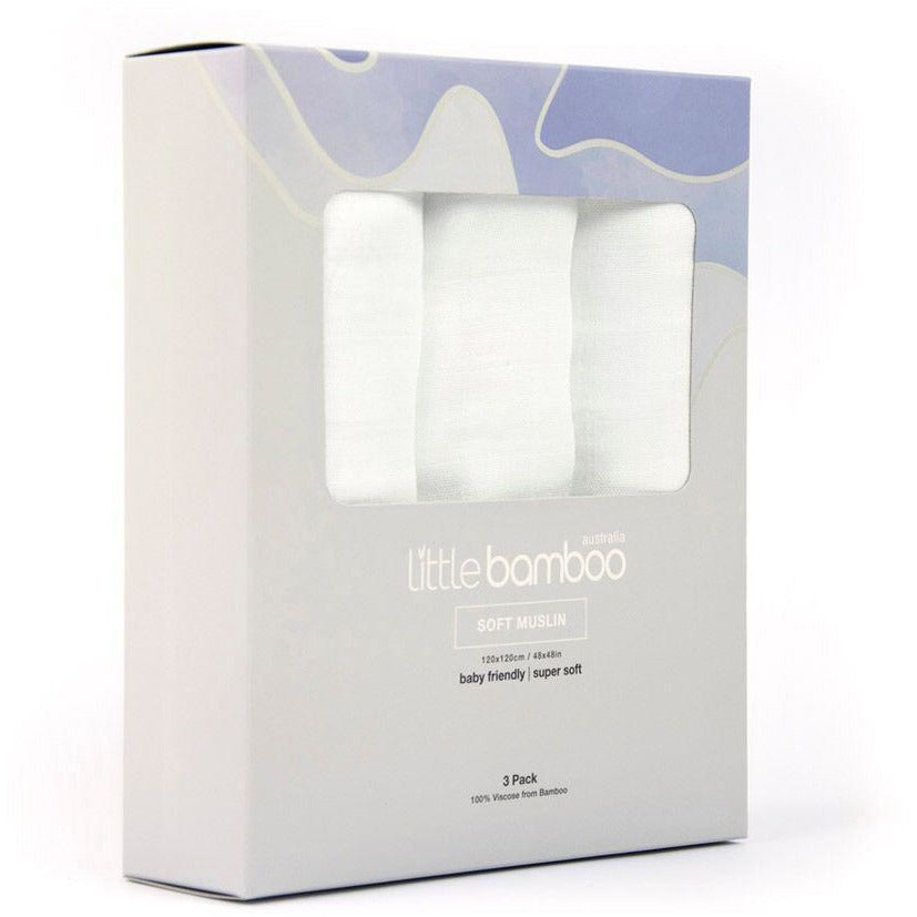 Little Bamboo - Muslin Swaddle Wrap (3pk) White - Swaddle - Little Bamboo - Afterpay - Zippay Carry Them Close