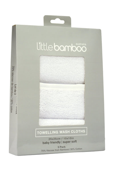 Little Bamboo - Towelling Washers (3pk) Natural