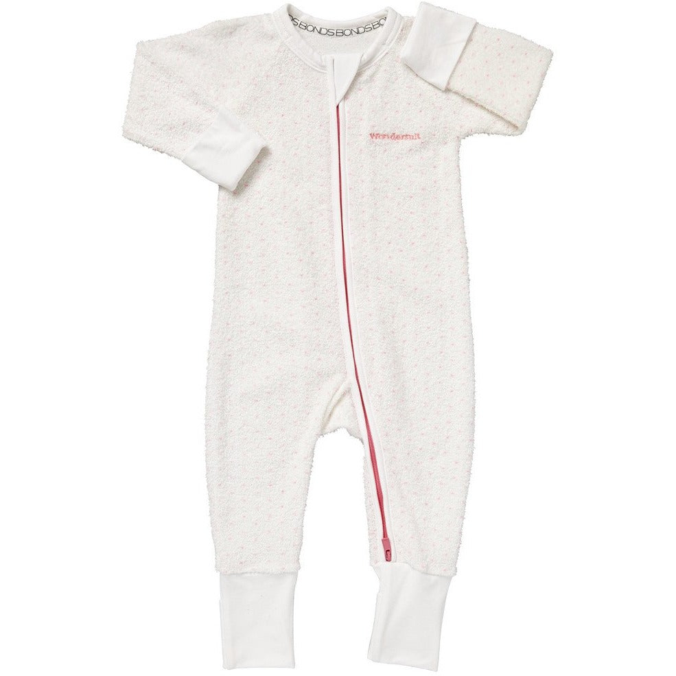 Bonds - Zip Wondersuit - WHITE & HYPER BLOOM SPOT