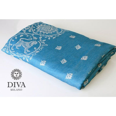Diva Milano Woven Wrap - Barocco Lions (with Linen) - Petrel, , Woven Wrap, Diva Milano, Carry Them Close - 2