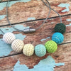 Crochet Bead Nursing Necklace - Blue/Green - Teething Necklace - Nature Bubz - Afterpay - Zippay Carry Them Close