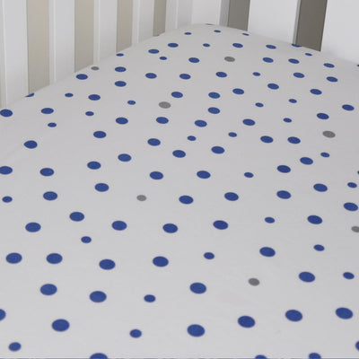 Little Turtle Baby - Fitted Cot Sheet - Navy & Grey Spots