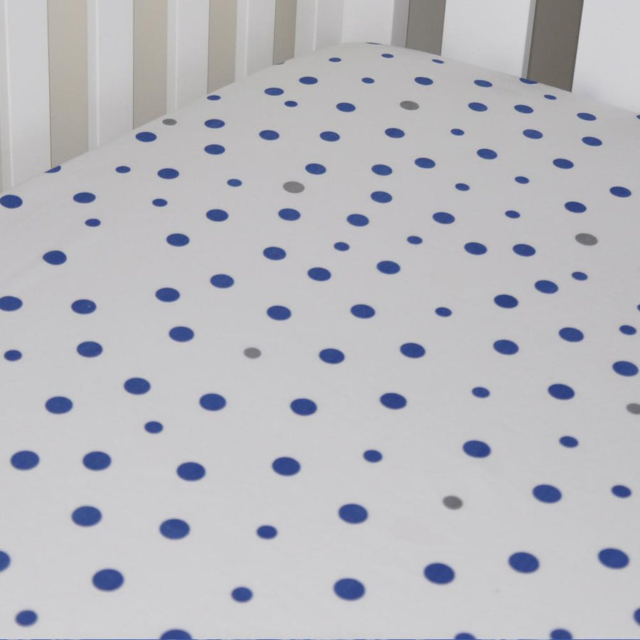 Little Turtle Baby - Fitted Cot Sheet - Navy & Grey Spots