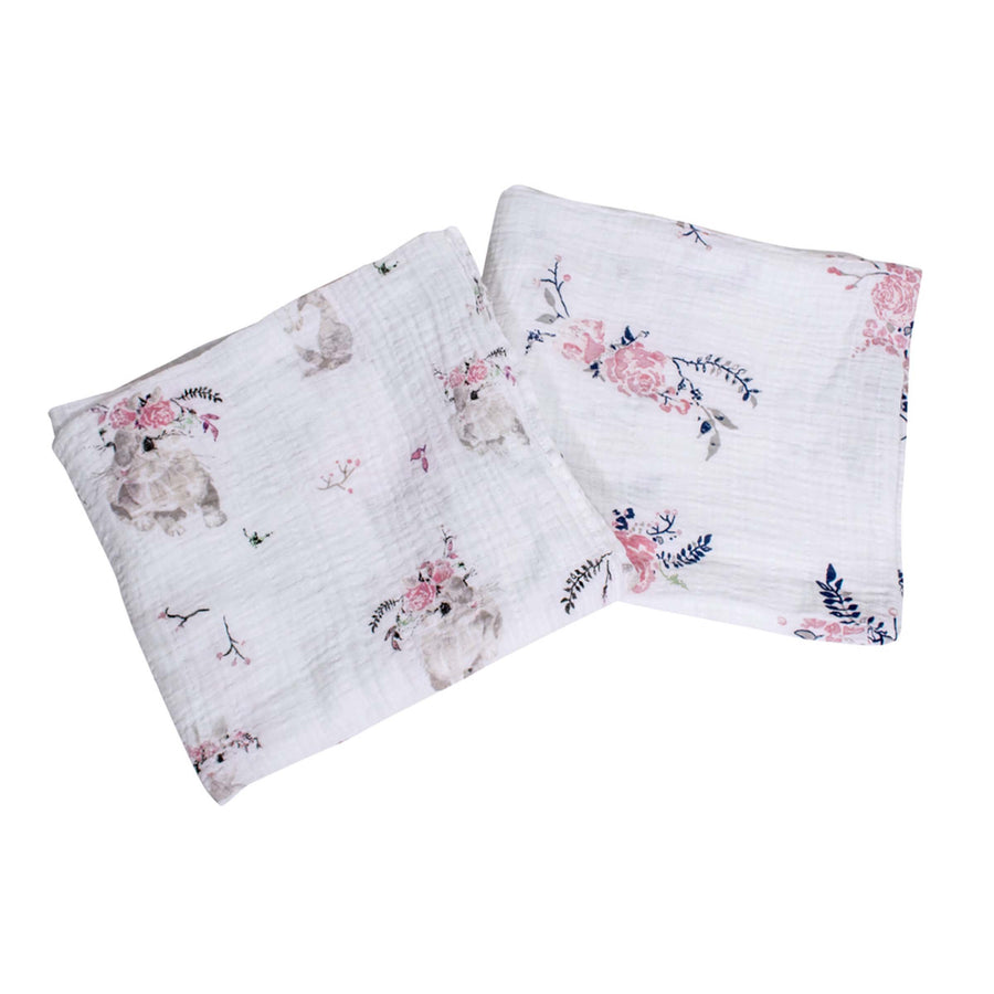 Bebe Au Lait - Muslin Baby Swaddle - Bunny Tails / Garland (2pk)