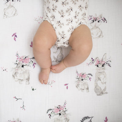 Bebe Au Lait - Muslin Cot Sheet - Bunny Tails