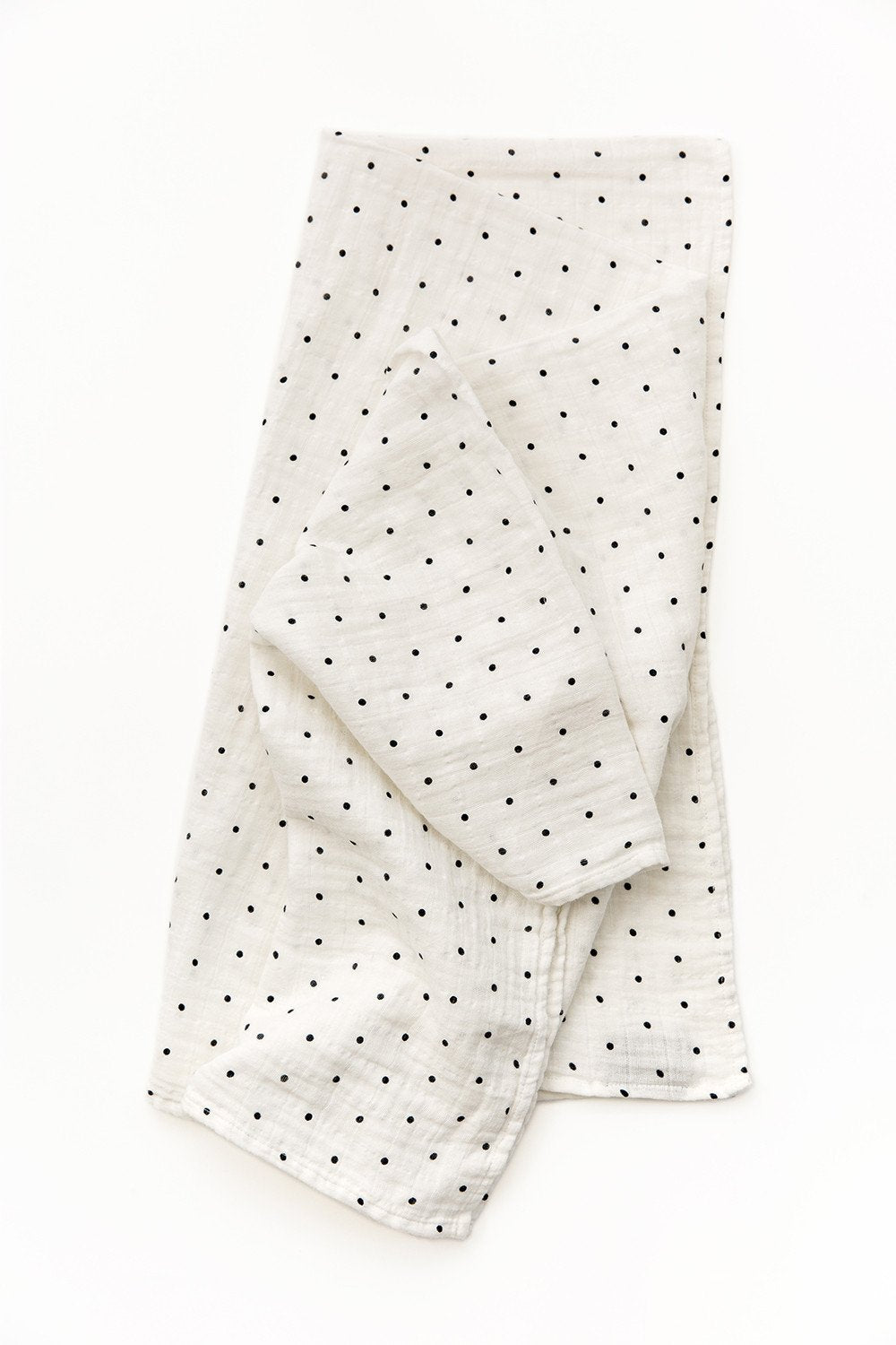 Clementine Kids - Cotton Muslin Baby Swaddle - Black & White Polka Dot