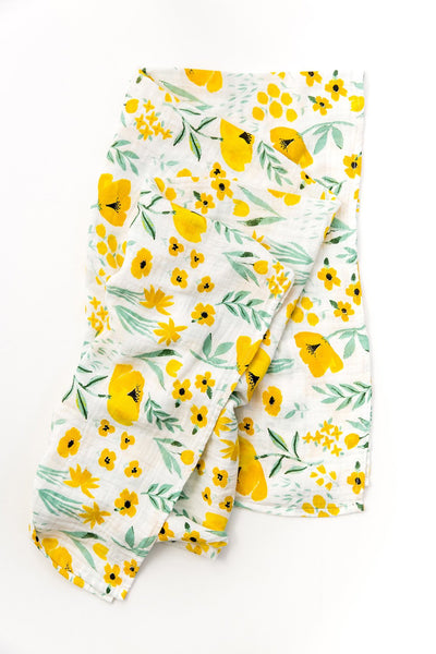 Clementine Kids - Cotton Muslin Baby Swaddle - Buttercup Blossom