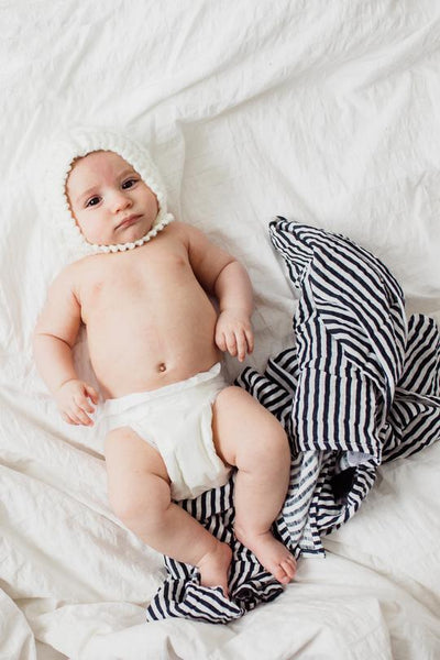 Clementine Kids - Cotton Muslin Baby Swaddle - Black & White Stripe