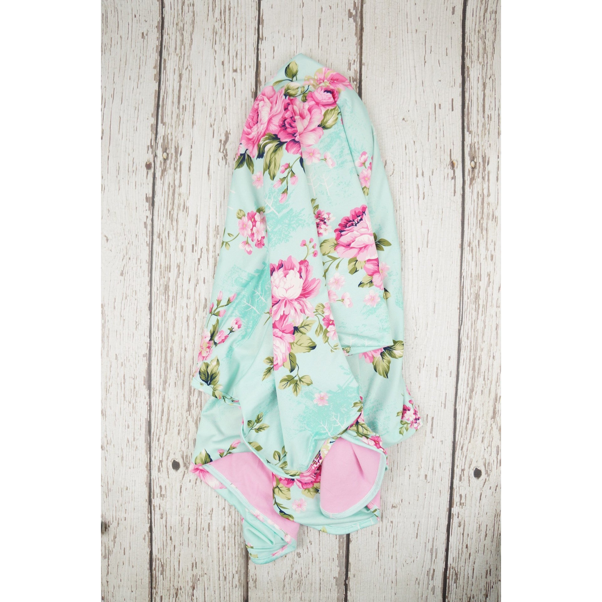 Posh Peanut - Baby Swaddle Set - Aqua Floral Double Sided - Swaddle - Posh Peanut - Afterpay - Zippay Carry Them Close