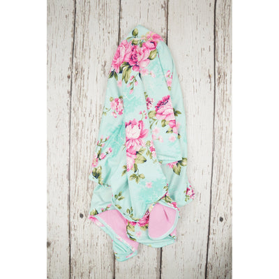 Posh Peanut - Baby Swaddle Set - Aqua Floral Double Sided - Swaddle - Posh Peanut - Afterpay - Zippay Carry Them Close