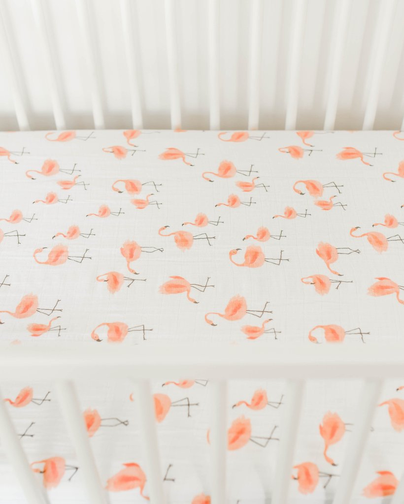 Little Unicorn - Cotton Muslin Cot Sheet - Pink Ladies