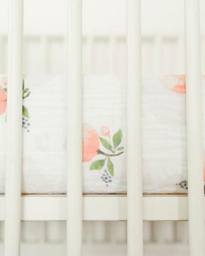 Little Unicorn - Cotton Muslin Cot Sheet - Watercolour Rose
