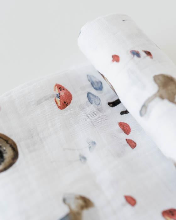 Little Unicorn - Cotton Muslin Baby Swaddle - Mushroom