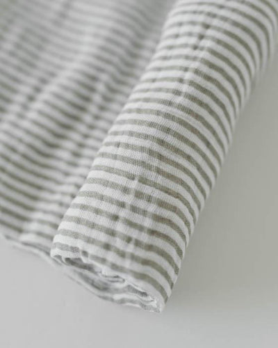 Little Unicorn - Cotton Muslin Baby Swaddle - Grey Stripe
