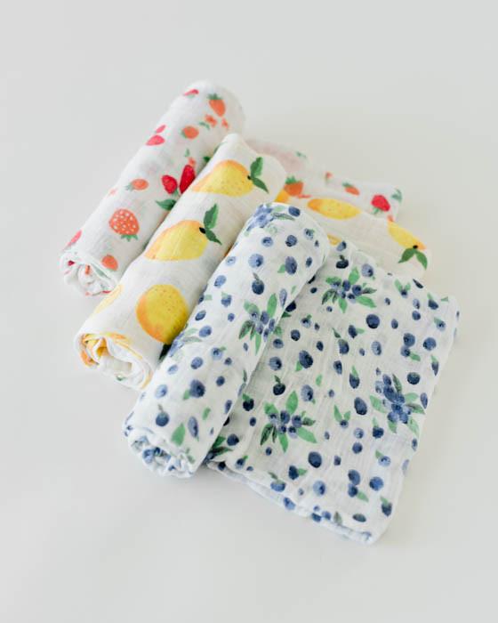Little Unicorn - Cotton Muslin Baby Swaddle (Set 3) - Berry Lemonade